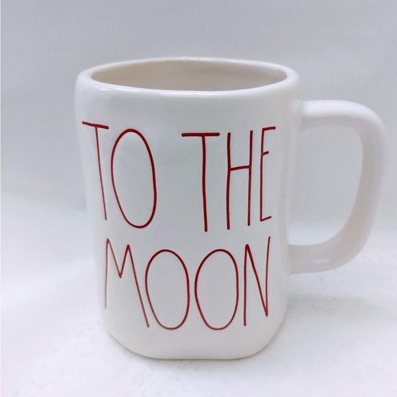 Rae Dunn Other - White Ceramic Mug with Red “To The Moon And Back” Print